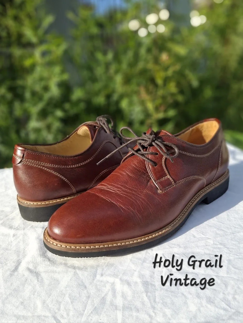 Johnston & Murphy Men's Barlow Plain Toe Derby Style Brown Leather Oxfords 9.5